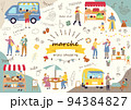 マルシェ　休日のマーケットで楽しむ人々 94384827