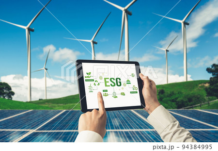 Green business transformation for environment saving and ESG business concept 94384995