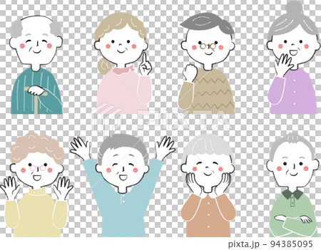 喜ぶお年寄りのアイコン　おじいさん　おばあさん 94385095