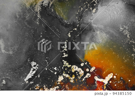 Burning abstract background from marble ink art of exquisite original painting 94385150