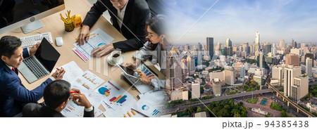 Business people group meeting shot from top widen view 94385438