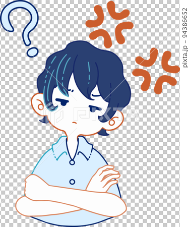 一個人問一個憤怒的問題的插圖 94386652