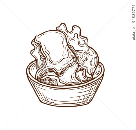 Sushi sketch, Japanese cuisine food menu, gunkan maki vector icon. Sushi gunkanmaki with fish or seafood scallop, Japan gourmet food and traditional meals Sushi sketch, Japanese cuisine food menu, gunkan maki vector icon. Sushi gunkanmaki with fish or seafood scallop, Japan gourmet food and traditional meals 94386776