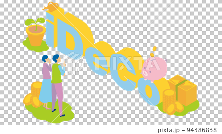 iDeCoで資産の運用を考える夫婦 94386838