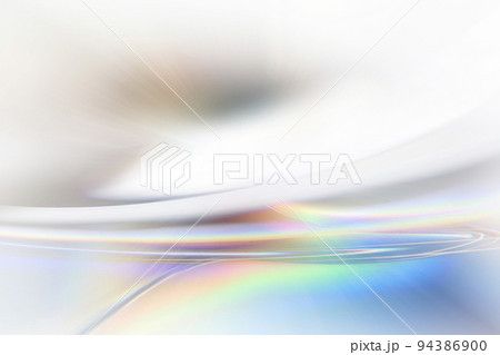 白く透明感の美しい虹色のメタリックなクールなガラス質感のアブストラクト 94386900