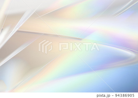 白く透明感の美しい虹色のメタリックなクールなガラス質感のアブストラクト 94386905