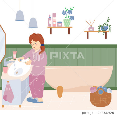 Morning Hygiene Flat Concept 94386926