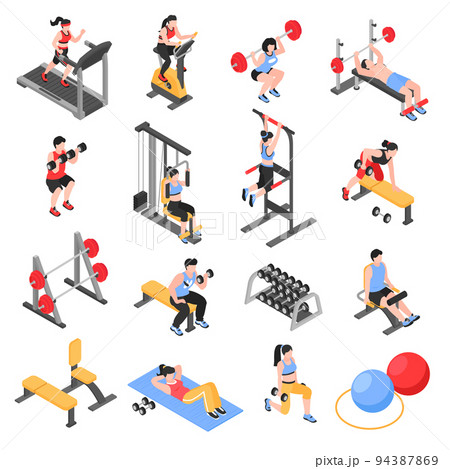Isometric Gym Fitness Icons 94387869