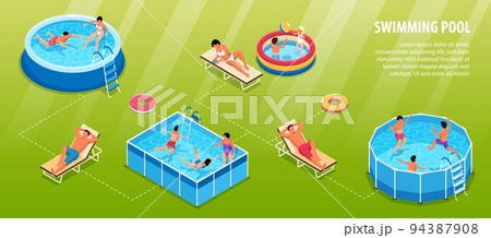 Swimming Pool Isometric Infographics 94387908