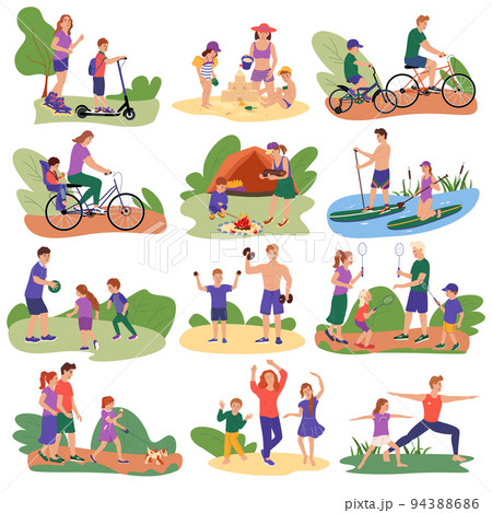 Family Activities Flat Compositions 94388686