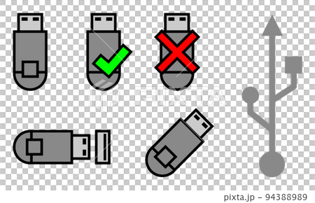 データを記録したりバックアップするUSBメモリーのイラスト 94388989