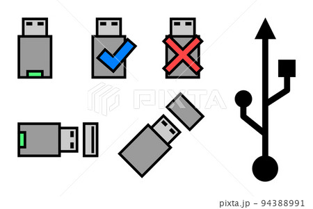 データを記録したりバックアップするUSBメモリーのイラスト データを記録したりバックアップするUSBメモリーのイラスト 94388991