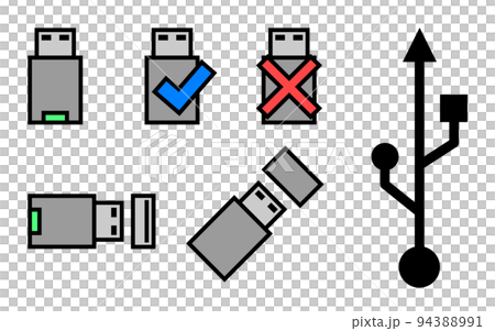 データを記録したりバックアップするUSBメモリーのイラスト データを記録したりバックアップするUSBメモリーのイラスト 94388991