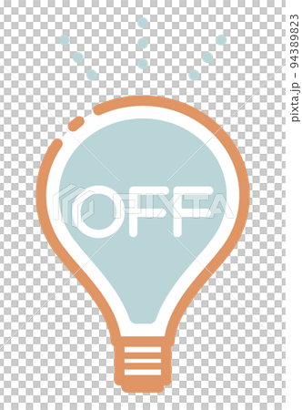 Extinguished light bulb with "OFF" written on it 94389823