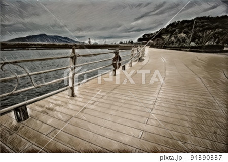 海の近くの道 94390337