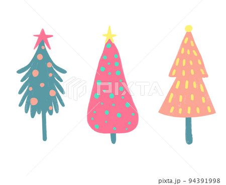 Vector Set of Christmas trees cute watercolor hand-painted for creating card. Vector Set of Christmas trees cute watercolor hand-painted for creating card. 94391998