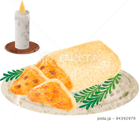シュトーレン クリスマス お菓子 ケーキ 水彩 油彩 アナログ 手描き イラスト素材 シュトーレン クリスマス お菓子 ケーキ 水彩 油彩 アナログ 手描き イラスト素材 94392979