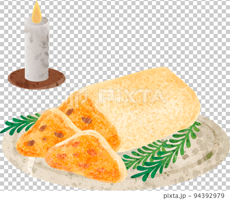 シュトーレン クリスマス お菓子 ケーキ 水彩 油彩 アナログ 手描き イラスト素材 シュトーレン クリスマス お菓子 ケーキ 水彩 油彩 アナログ 手描き イラスト素材 94392979