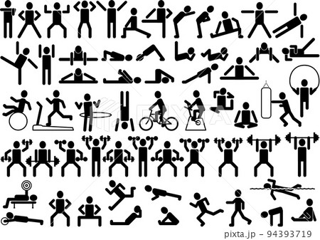 エクササイズ フィットネス 筋トレ 運動ピクトグラム エクササイズ フィットネス 筋トレ 運動ピクトグラム 94393719