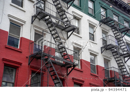 Little italy new york city buildings flag green white and red 94394471