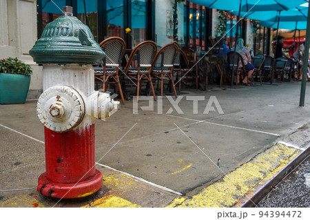 Little italy new york city buildings flag green white and red hydrant Little italy new york city buildings flag green white and red hydrant 94394472