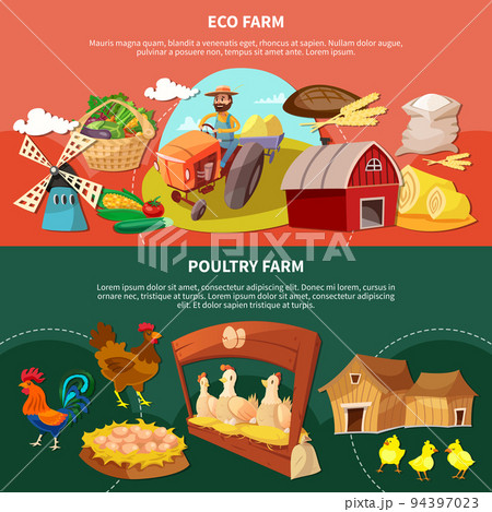 Two Farm Cartoon Banner Set Two Farm Cartoon Banner Set 94397023