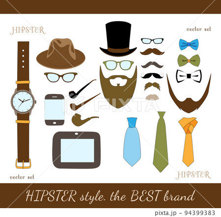 Hipster Accessory Icons Set 94399383