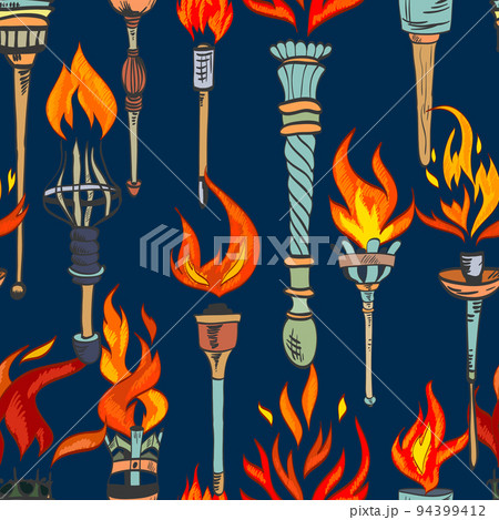 Torch sketch seamless pattern 94399412