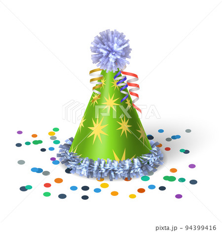Green clown hat with yellow stars 94399416