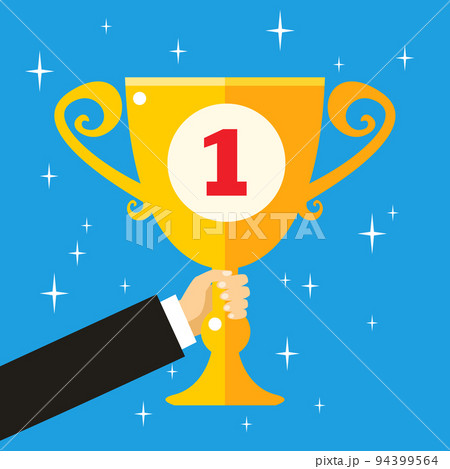 Business hand holding trophy cup Business hand holding trophy cup 94399564
