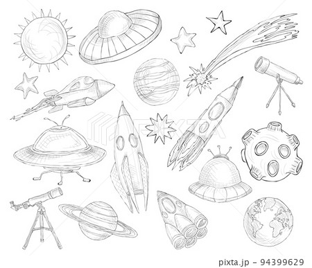 Space objects sketch set Space objects sketch set 94399629