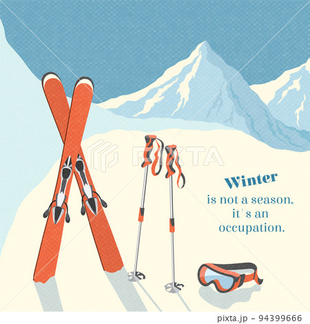 Ski winter mountain landscape background Ski winter mountain landscape background 94399666