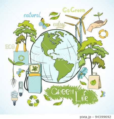 Doodles ecology and environment concept Doodles ecology and environment concept 94399692