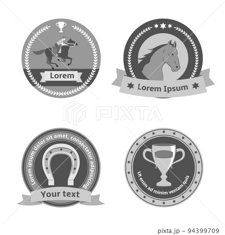Horseback riding black badges and labels 94399709