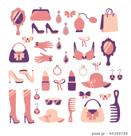 Woman accessories icon set 94399799