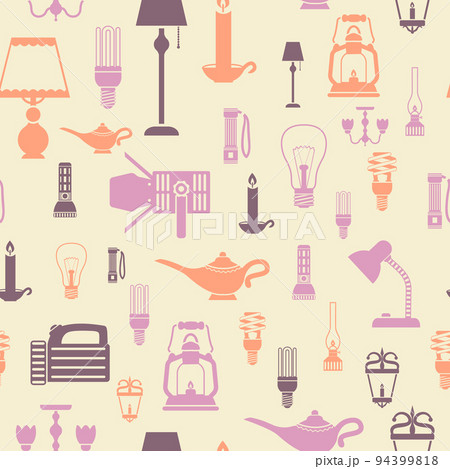Flashlight and lamps seamless pattern 94399818