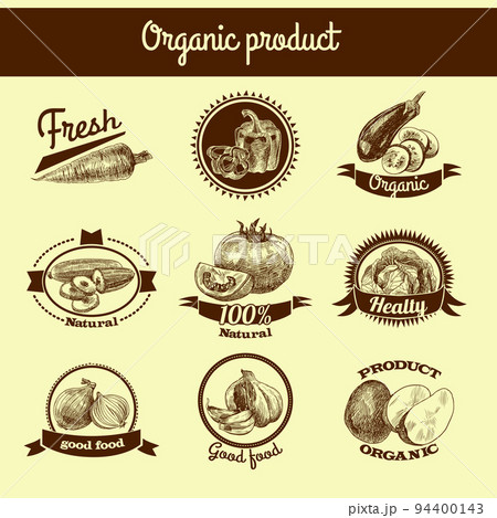 Vegetables sketch banner set Vegetables sketch banner set 94400143