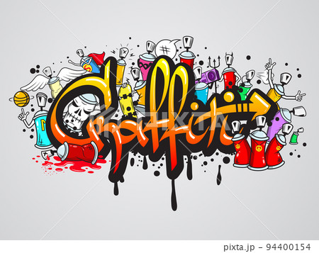 Graffiti characters composition print 94400154