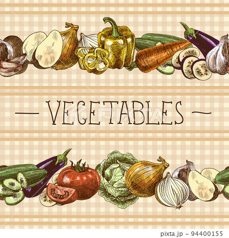 Vegetables seamless pattern border 94400155