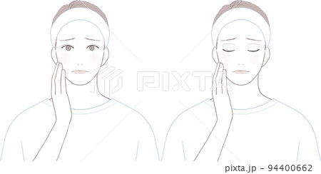 スキンケアをする男性 顔に手を添えるver スキンケアをする男性 顔に手を添えるver 94400662