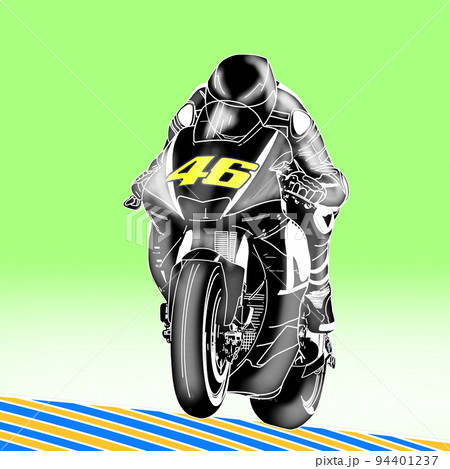 オートバイ バイク オートレーサー イラスト 男性のイラスト素材