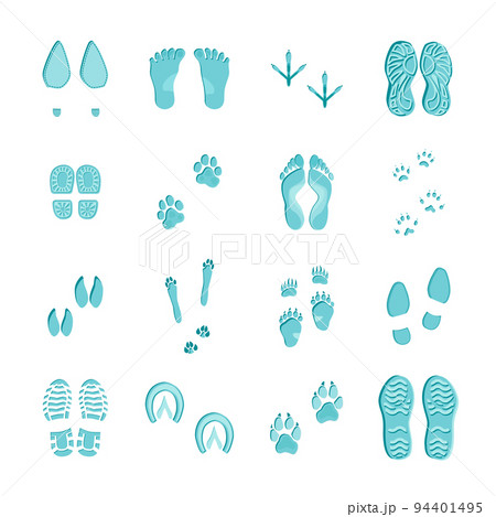 Ice Blue Footprints Set On White 94401495