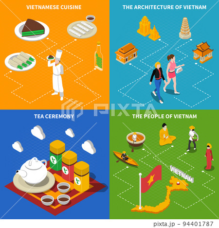 Vietnam Touristic 4 Isometric Icons Square 94401787