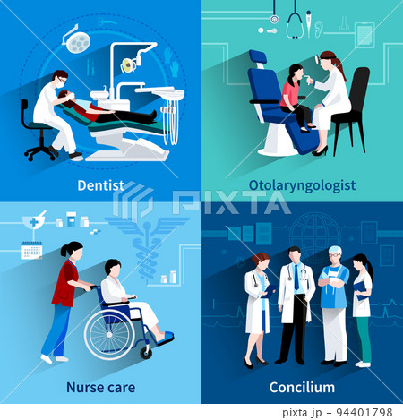 Medical specialists 4 flat icons square 94401798