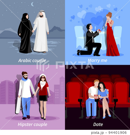 Couples 2x2 Flat Icons Set Couples 2x2 Flat Icons Set 94401906
