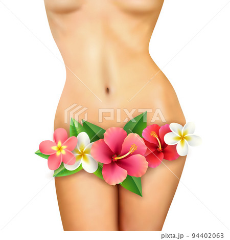 Slim Woman Body With Flower 94402063