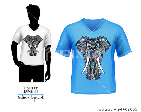 Indian elephant doodle  t-shirt design banner 94402065