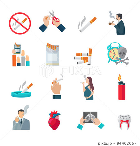 Smoking Flat Icons Set 94402067