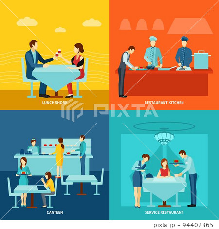 Catering service 4 flat icons square 94402365