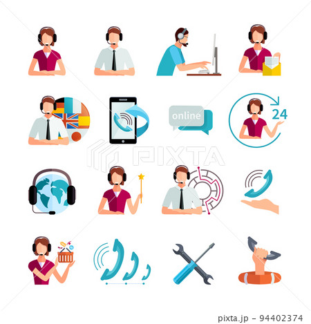 Customer Support Service Flat Icons Set Customer Support Service Flat Icons Set 94402374